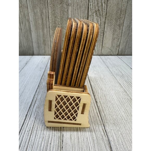 VTG Praha Prague 3D Astronomical Clock Designed Wooden Coasters Set 6 Souvenir - Picture 4 of 10